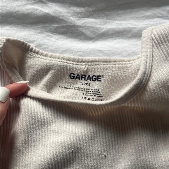 Garage Cream Ribbed Cropped Tank Top - Picture 2 of 2
